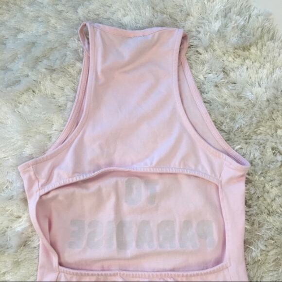 Topshop Pink Bodysuit Welcome to Paradise Sz 2 - Picture 7 of 8